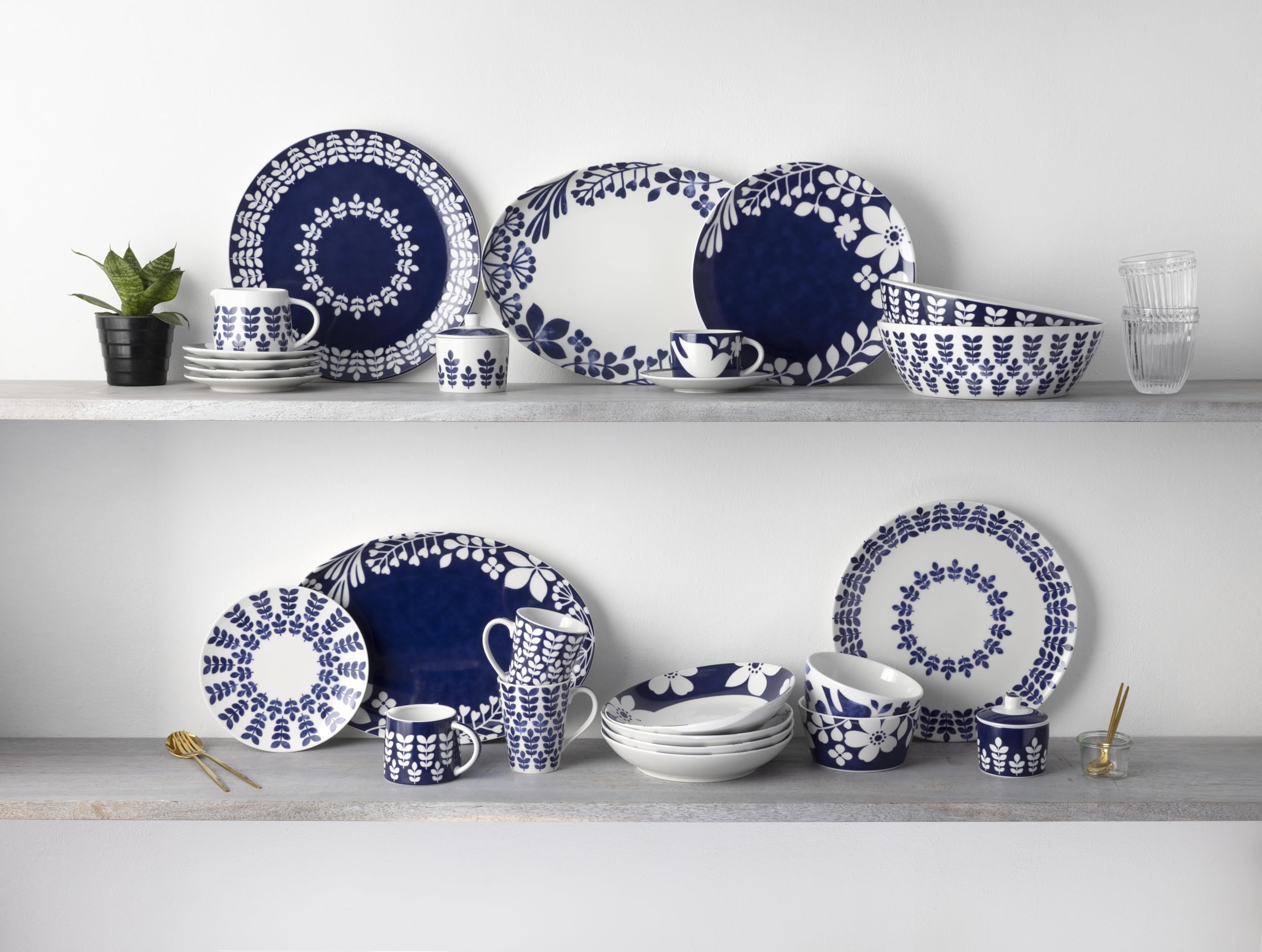 Noritake | Set 12-Piece com China Dinneware Pattern Bluefjord Blue